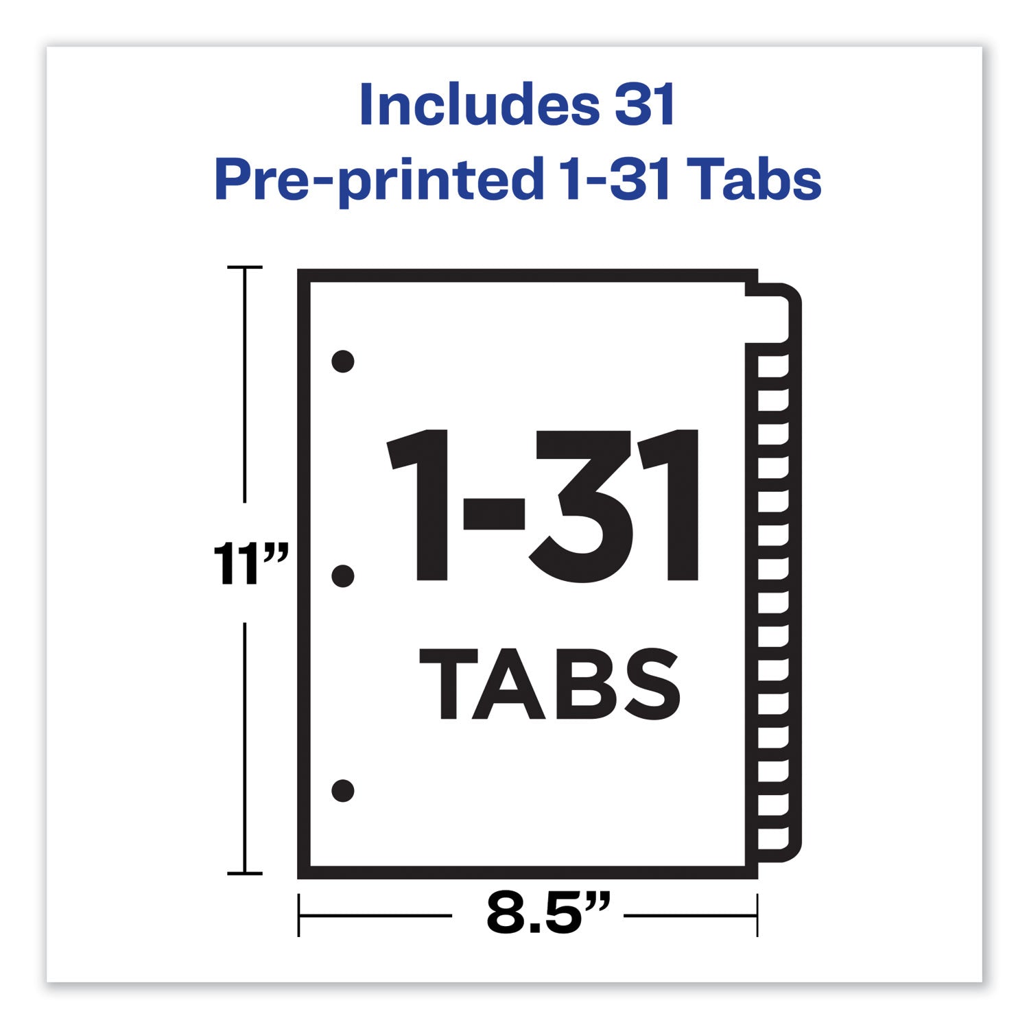 Avery Preprinted Laminated Tab Dividers with Gold Reinforced Binding Edge, 31-Tab, 1 to 31, 11 x 8.5, Buff, 1 Set