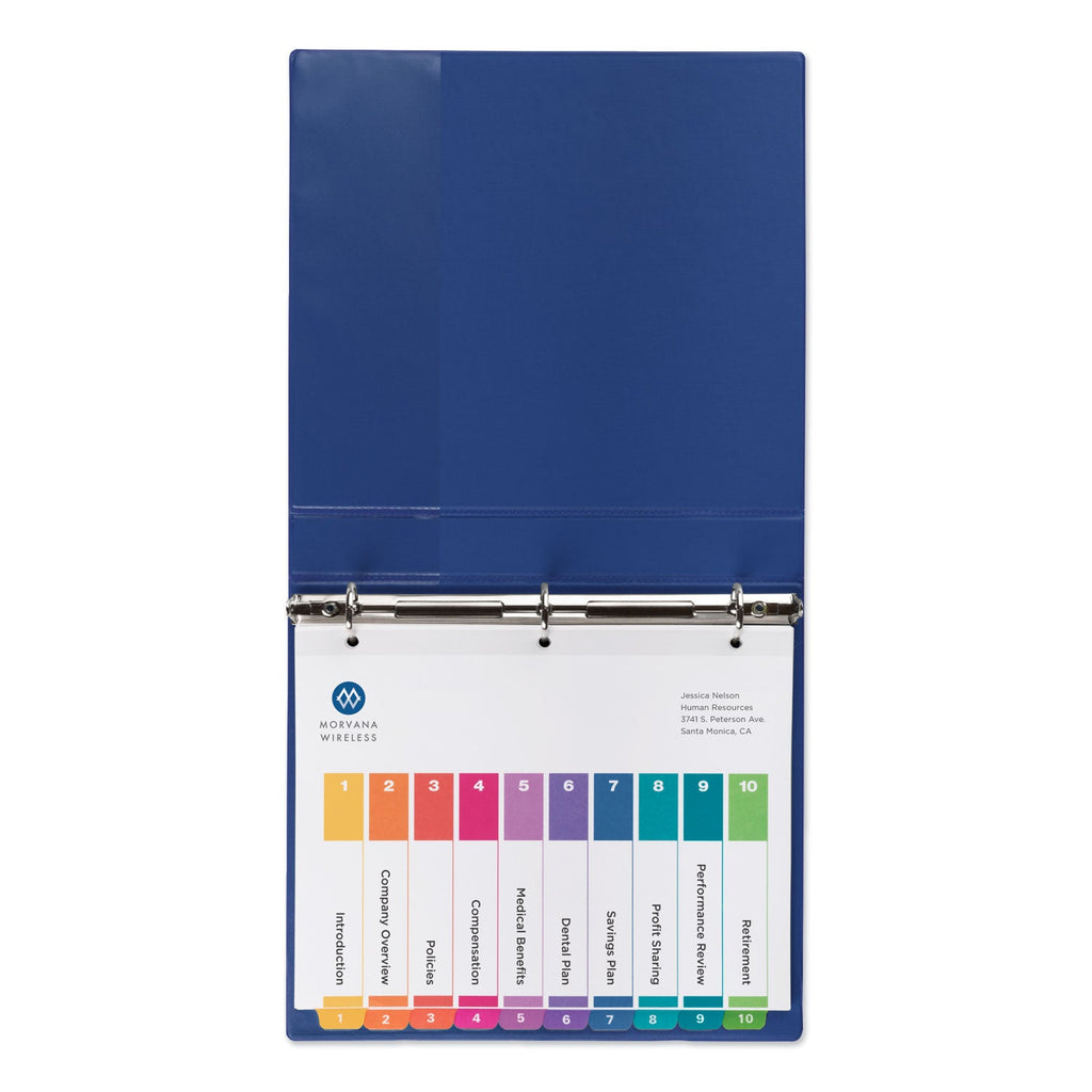 Avery Customizable TOC Ready Index Multicolor Tab Dividers, 10-Tab, 1 to 10, 11 x 8.5, White, Traditional Color Tabs, 1 Set