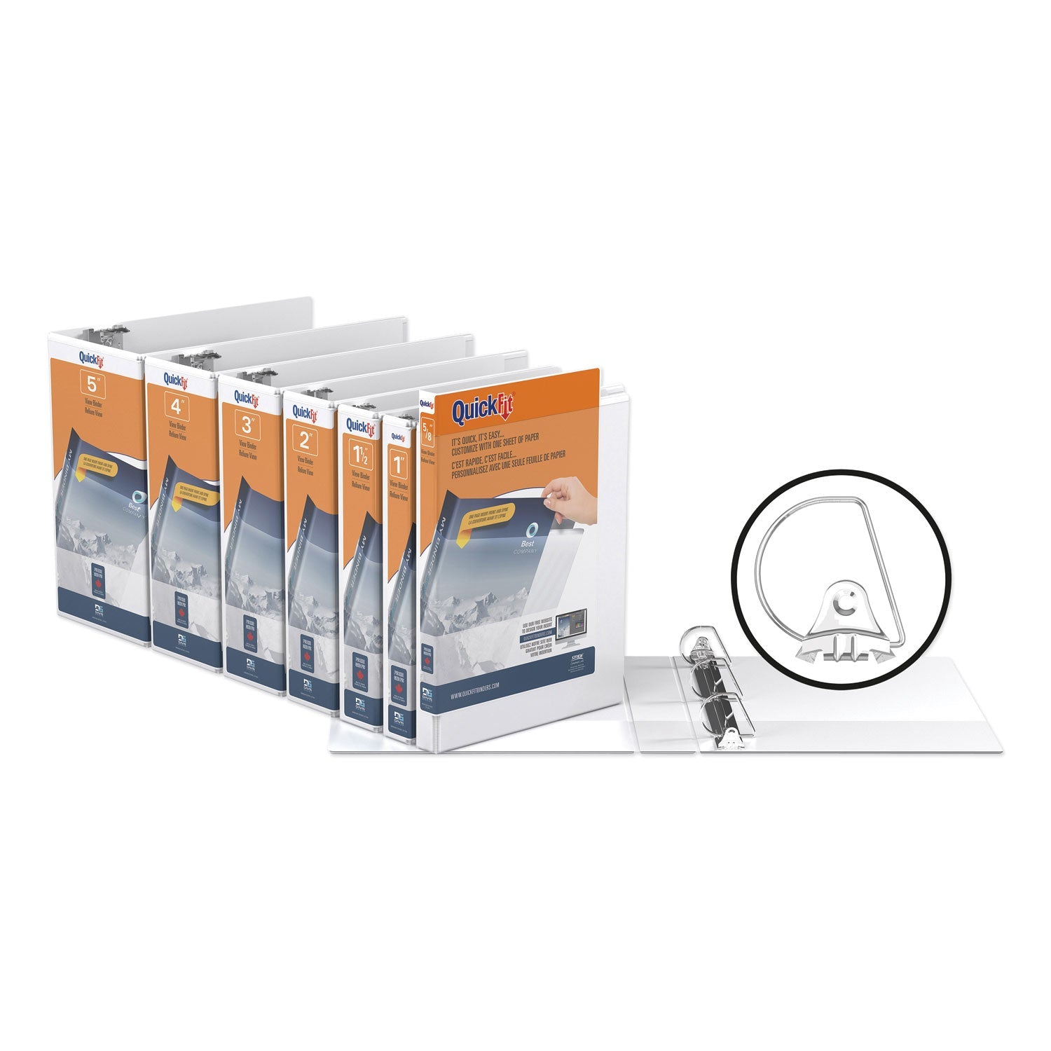 Stride QuickFit D-Ring View Binder, 3 Rings, 2" Capacity, 11 x 8.5, White