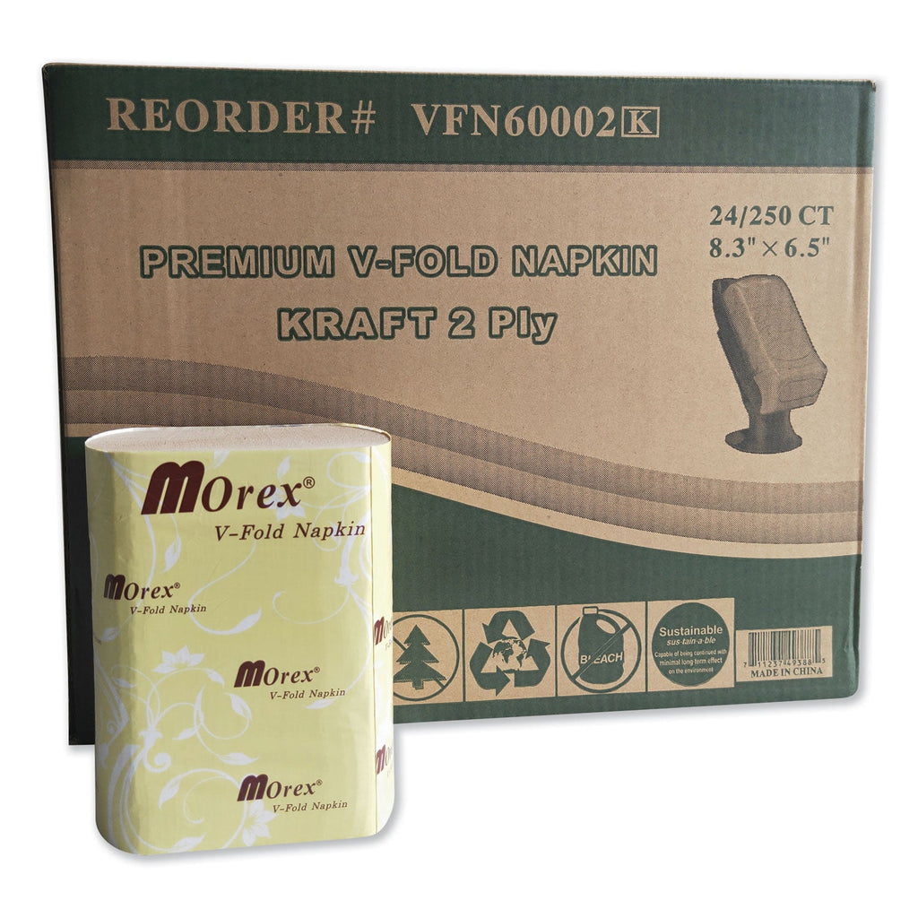 GEN Premium V-Fold Pop-Up Dispenser Napkin, 6.5 x 5, Brown, 6,000/Carton