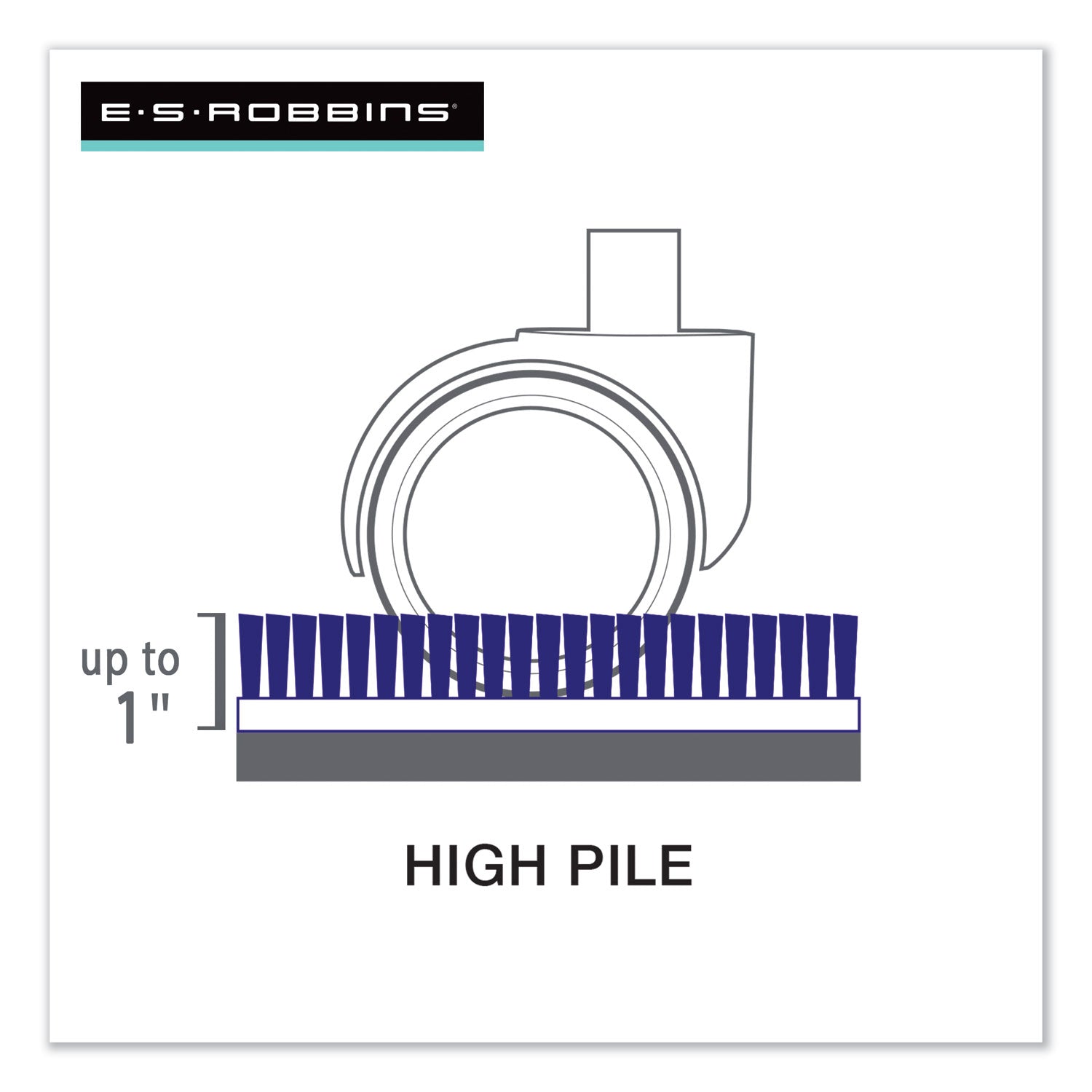ES Robbins EverLife Intensive Use Chair Mat for High Pile Carpet, Rectangular with Lip, 36" x 48", Clear