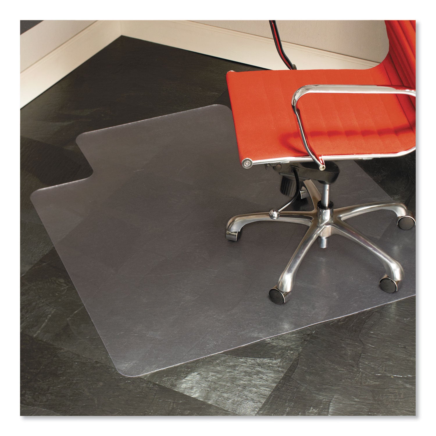 ES Robbins EverLife Chair Mat for Hard Floors, Heavy Use, Rectangular with Lip, 45" x 53", Clear