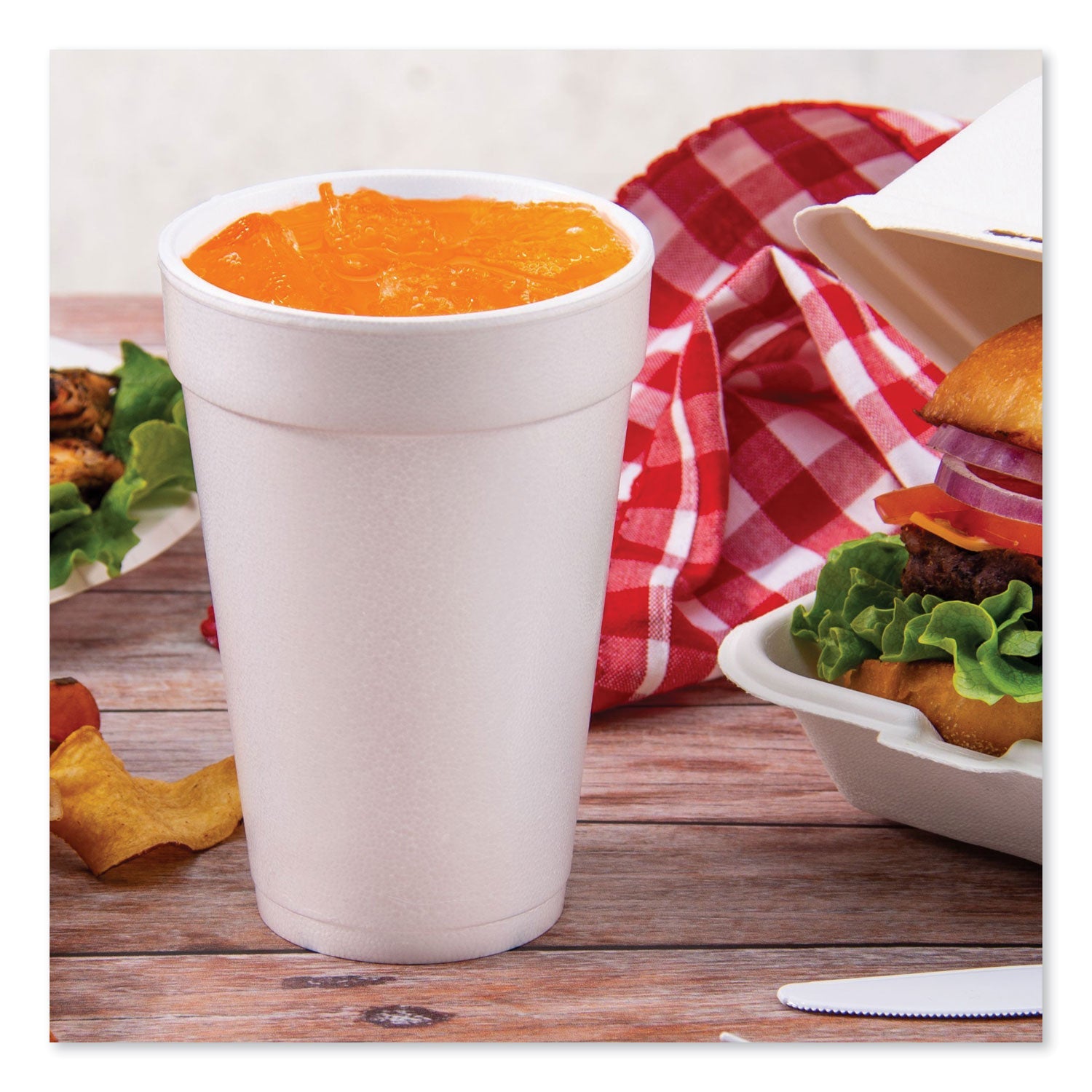 Dart Foam Drink Cups, 16 oz, White, 25/Bag, 40 Bags/Carton