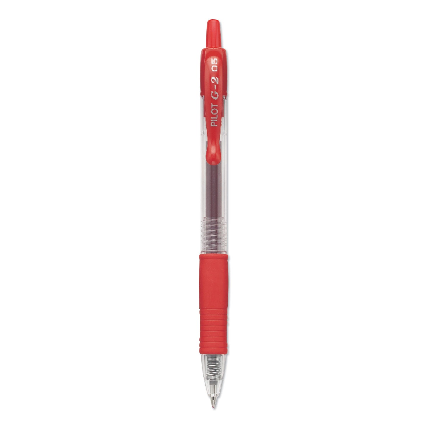 Pilot G2 Premium Gel Pen, Retractable, Extra-Fine 0.5 mm, Red Ink, Smoke Barrel, Dozen
