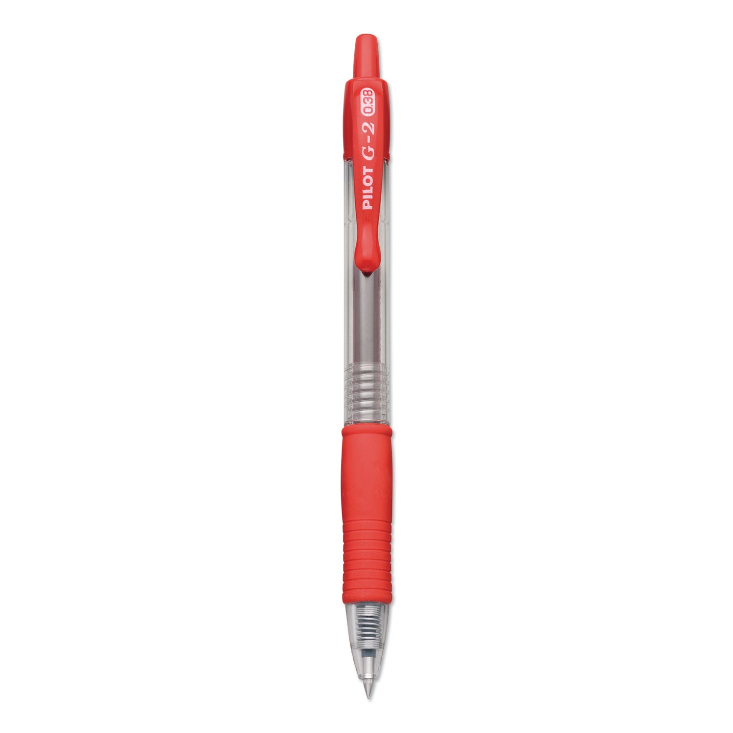 Pilot G2 Premium Gel Pen Convenience Pack, Retractable, Extra-Fine 0.38 mm, Red Ink, Clear/Red Barrel