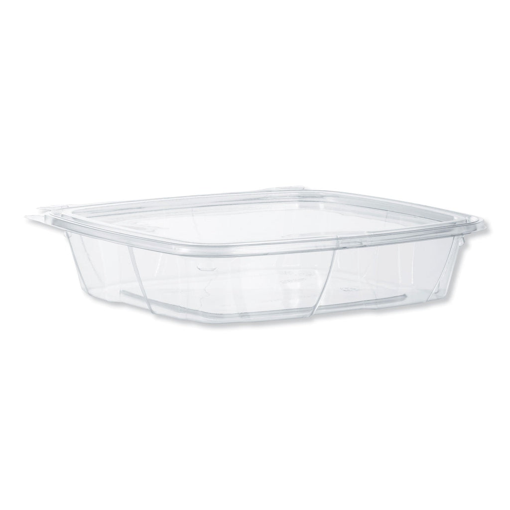 Dart ClearPac SafeSeal Tamper-Resistant/Evident Containers, Flat Lid, 35 oz, 7.9 x 8.8 x 1.8, Clear, Plastic, 100/Bag, 2 Bags/CT
