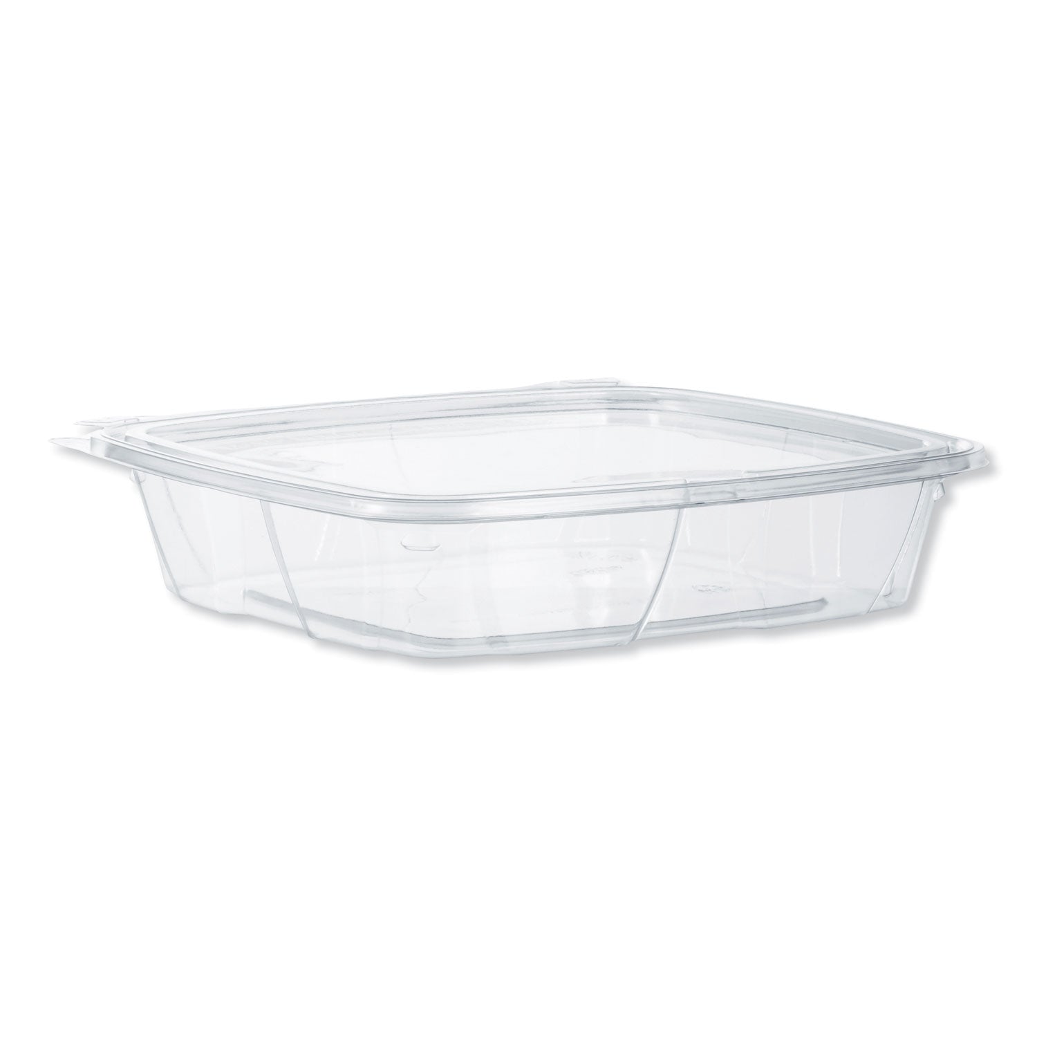 Dart ClearPac SafeSeal Tamper-Resistant/Evident Containers, Flat Lid, 35 oz, 7.9 x 8.8 x 1.8, Clear, Plastic, 100/Bag, 2 Bags/CT
