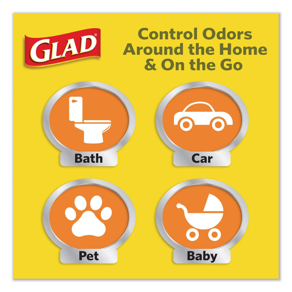 Glad OdorShield Medium Quick-Tie Trash Bags, 8 gal, 0.57 mil, 21.63" x 23", White, 26/Box