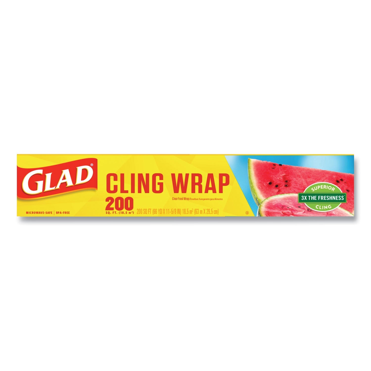 Glad ClingWrap Plastic Wrap, 200 Square Foot Roll, Clear