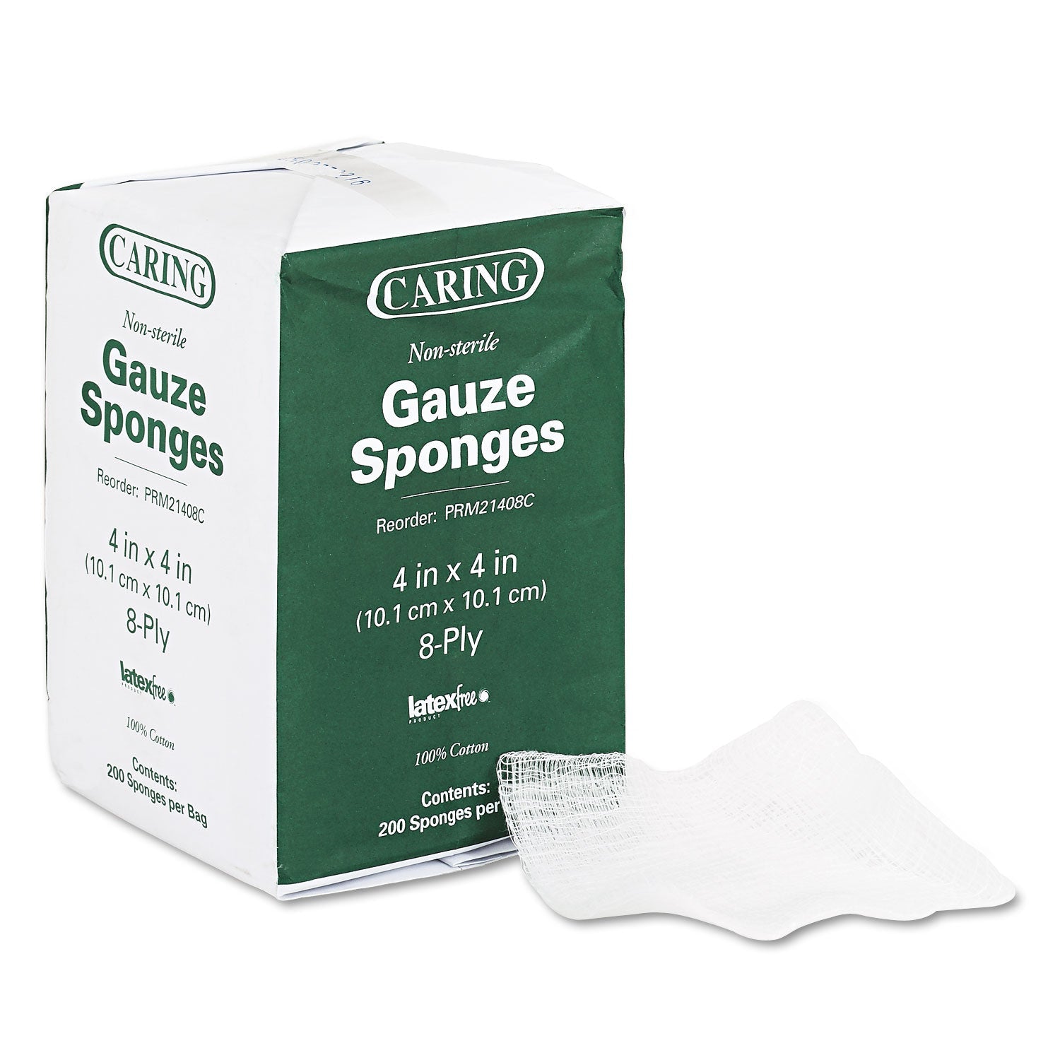Medline Caring Woven Gauze Sponges, Non-Sterile, 8-Ply, 4 x 4, 200/Pack