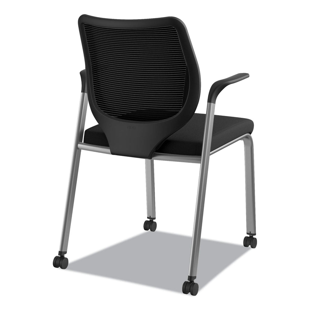 HON Nucleus Series Multipurpose Stacking Chair, ilira-Stretch M4 Back, Supports Up to 300 lb, Black Seat/Back, Platinum Base