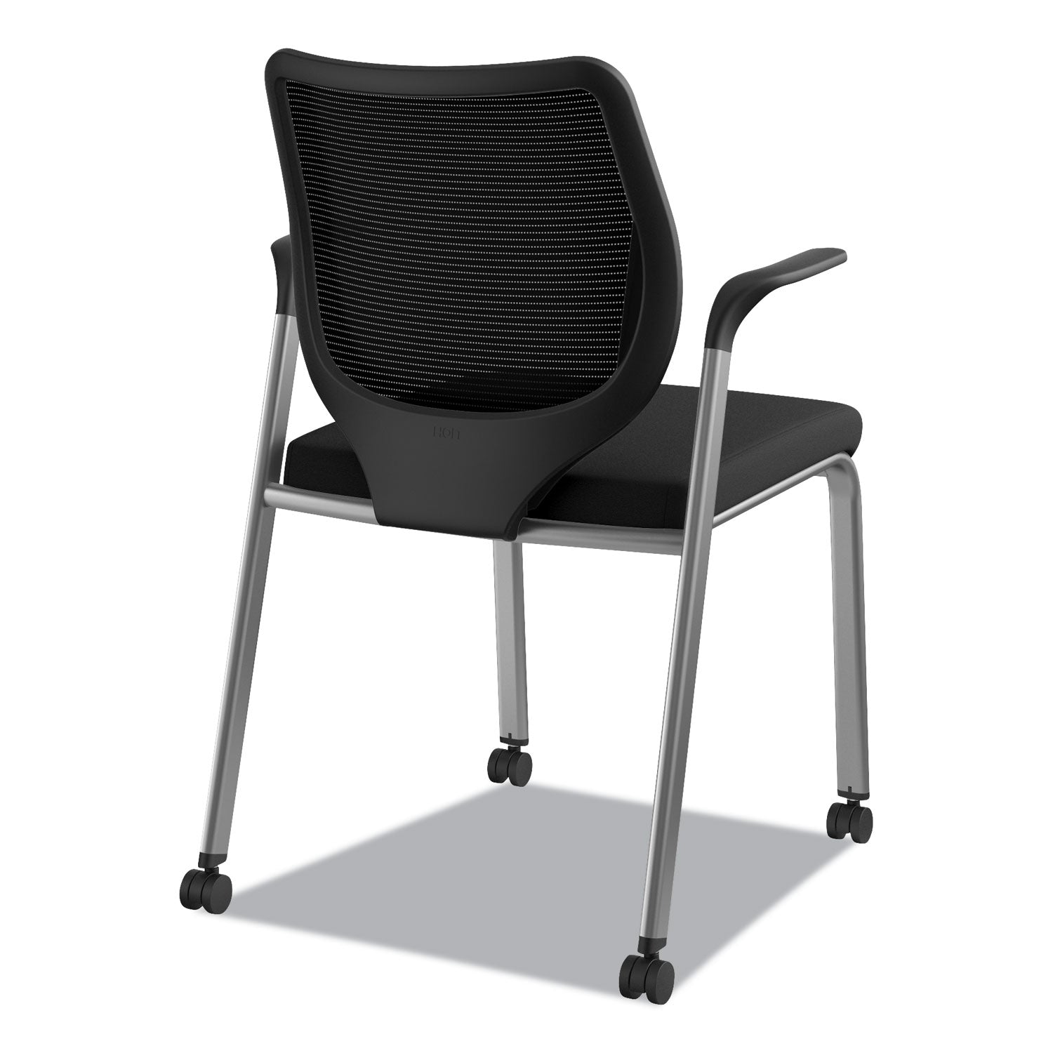 HON Nucleus Series Multipurpose Stacking Chair, ilira-Stretch M4 Back, Supports Up to 300 lb, Black Seat/Back, Platinum Base