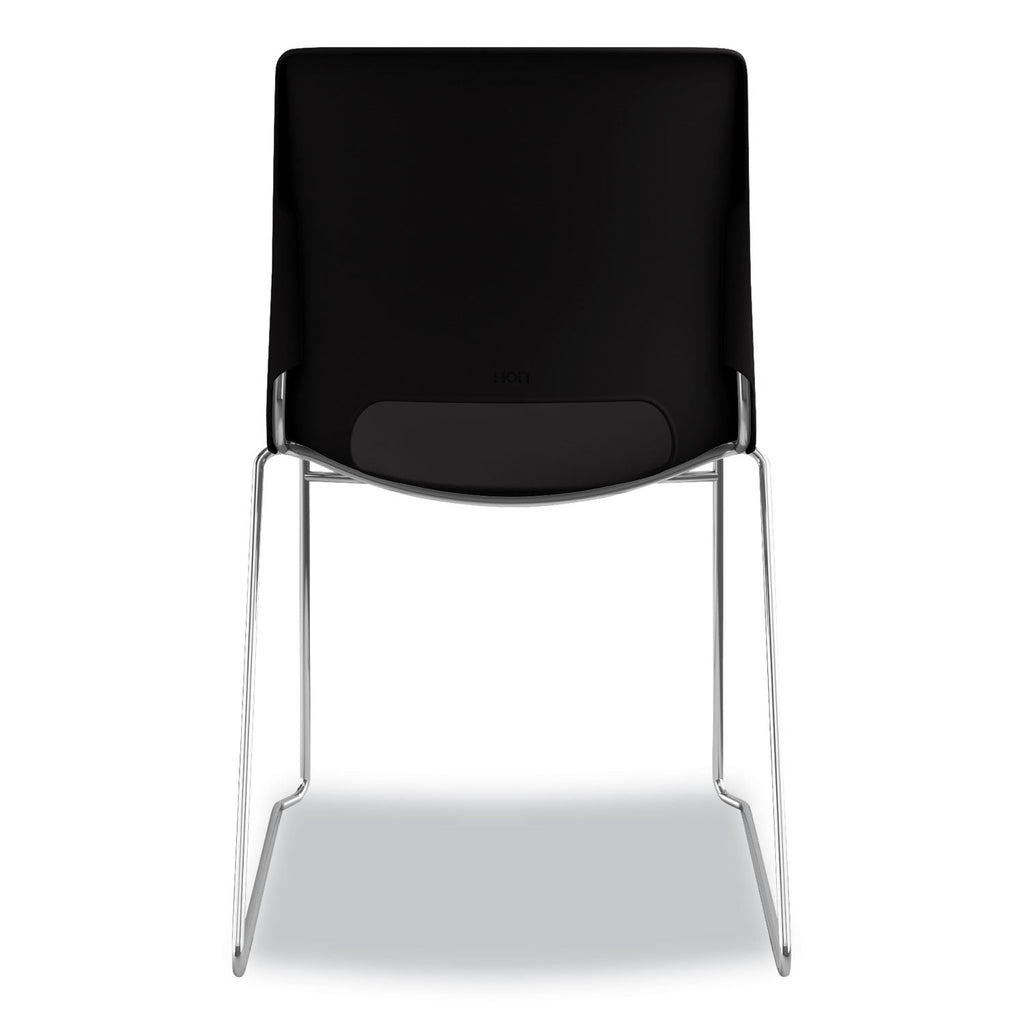 HON Motivate High-Density Stacking Chair, Supports Up to 300 lb, Onyx Seat, Black Back, Chrome Base, 4/Carton