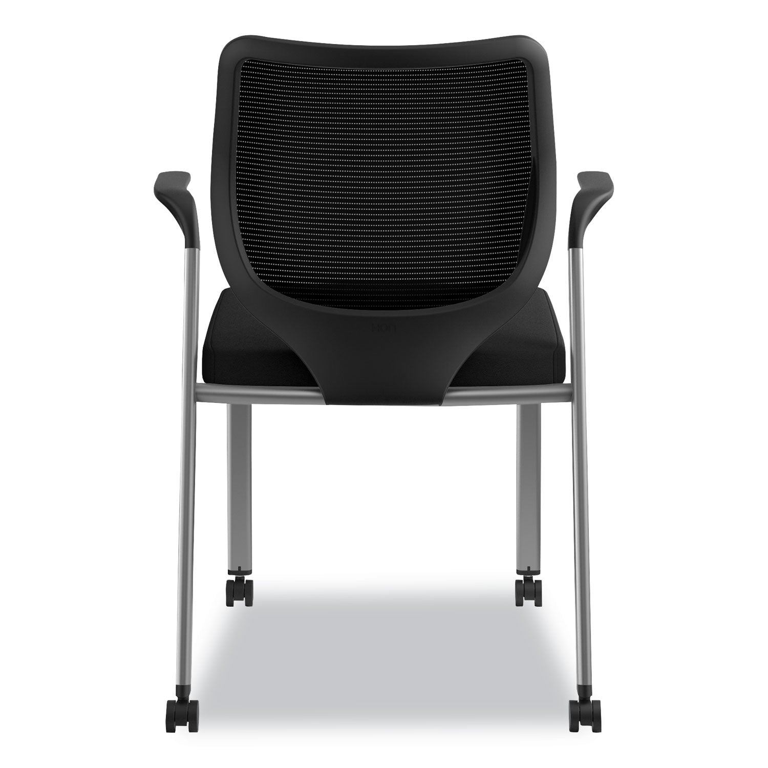 HON Nucleus Series Multipurpose Stacking Chair, ilira-Stretch M4 Back, Supports Up to 300 lb, Black Seat/Back, Platinum Base