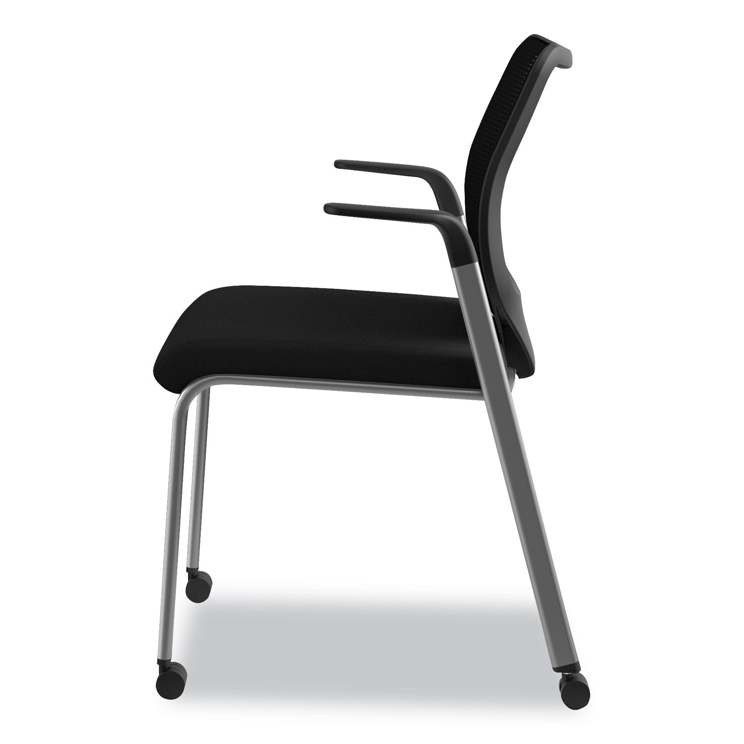 HON Nucleus Series Multipurpose Stacking Chair, ilira-Stretch M4 Back, Supports Up to 300 lb, Black Seat/Back, Platinum Base
