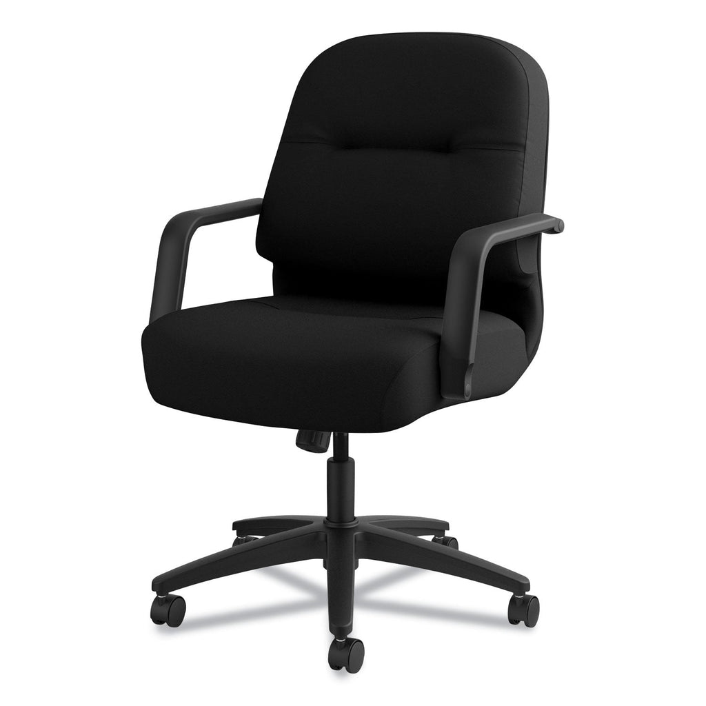 HON Pillow-Soft 2090 Series Managerial Mid-Back Swivel/Tilt Chair, Supports Up to 300 lb, 17" to 21" Seat Height, Black