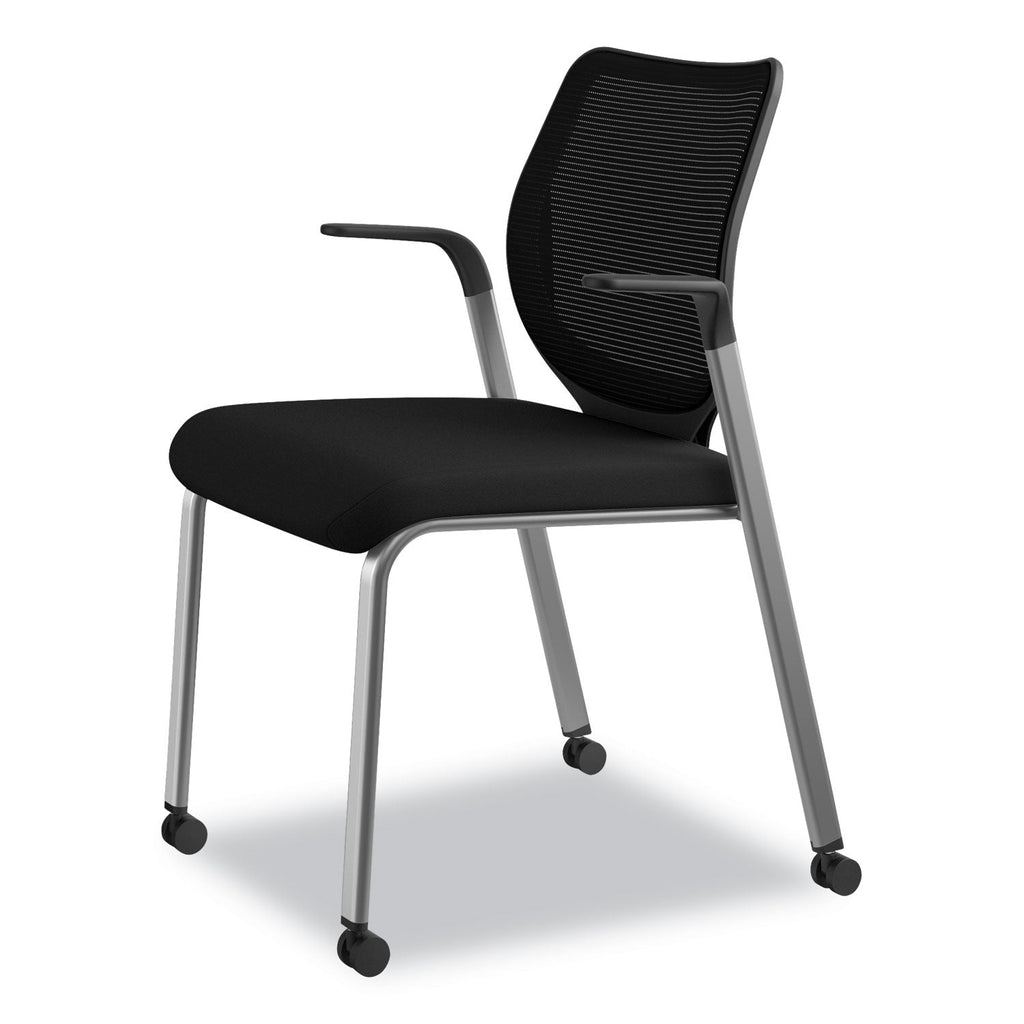 HON Nucleus Series Multipurpose Stacking Chair, ilira-Stretch M4 Back, Supports Up to 300 lb, Black Seat/Back, Platinum Base