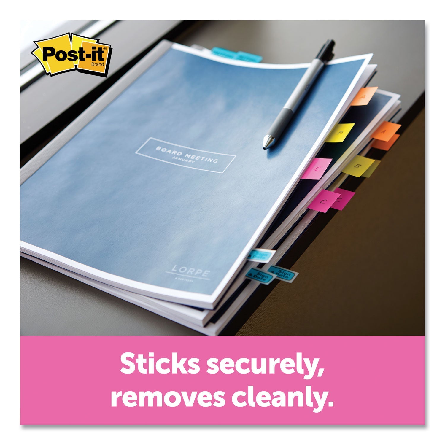 Post-it Page Flags in Desk Grip Dispenser, 1 x 1.75, Yellow, 200/Dispenser