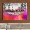 Success Is A State Of Mind Canvas Wall Art, If You Want Success Start Thinking Of Yourself As Successful, Motivational Decor