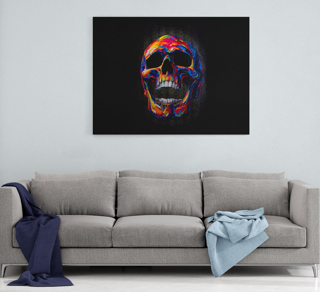 Money Skull Canvas Wall Art, Abstract Skull Art, Skull Decor