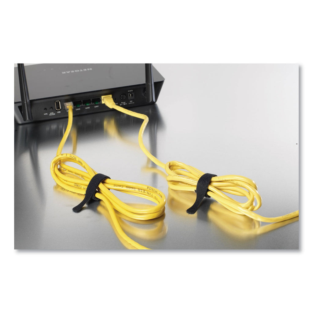 VELCRO ONE-WRAP Pre-Cut Thin Ties, 0.25" x 8", Black, 25/Pack