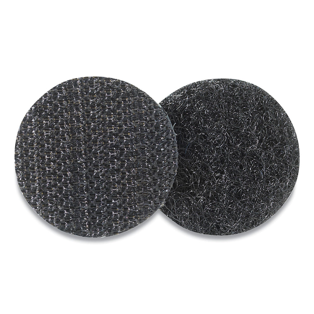 VELCRO Sticky-Back Fasteners, Removable Adhesive, 0.63" dia, Black, 75/Pack