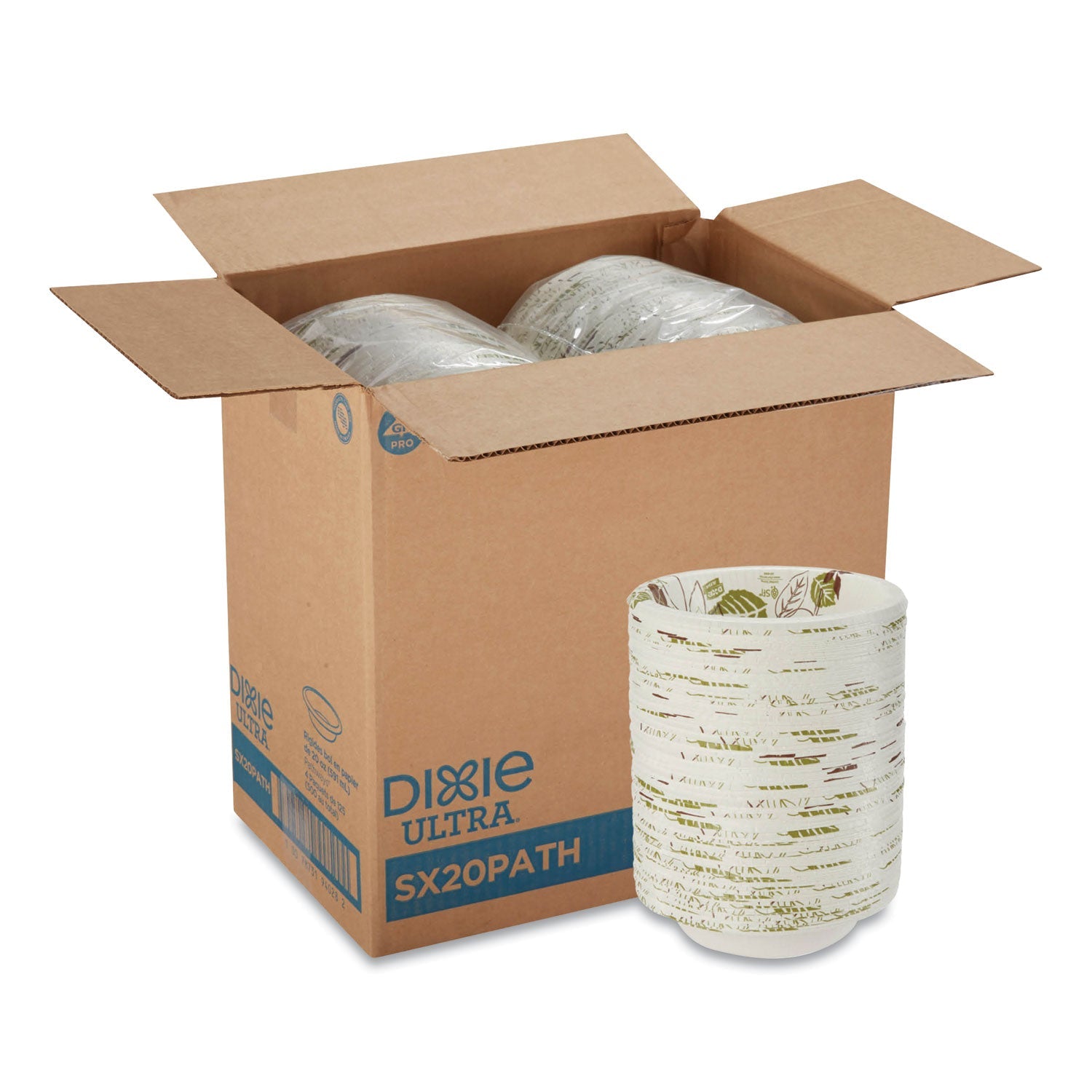 Dixie Pathways Heavyweight Paper Bowls, 20 oz, Green/Burgundy, 500/Carton