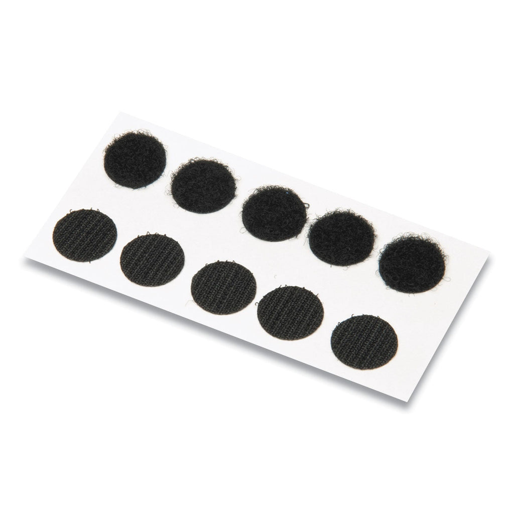 VELCRO Sticky-Back Fasteners, Removable Adhesive, 0.75" dia, Black, 200/Box