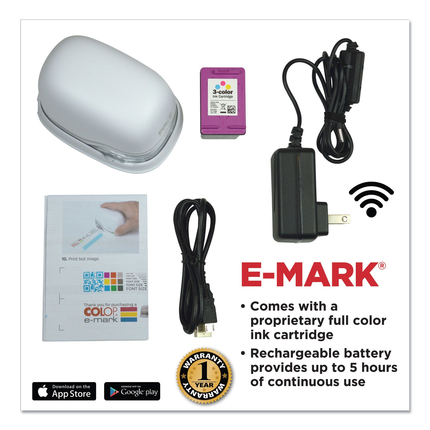 Colop Digital Marking Device, Customizable Size and Message with Images, White