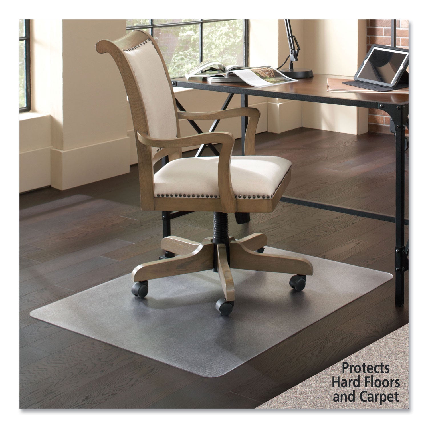 ES Robbins Floor+Mate, For Hard Floor to Medium Pile Carpet up to 0.75", 36 x 48, Clear