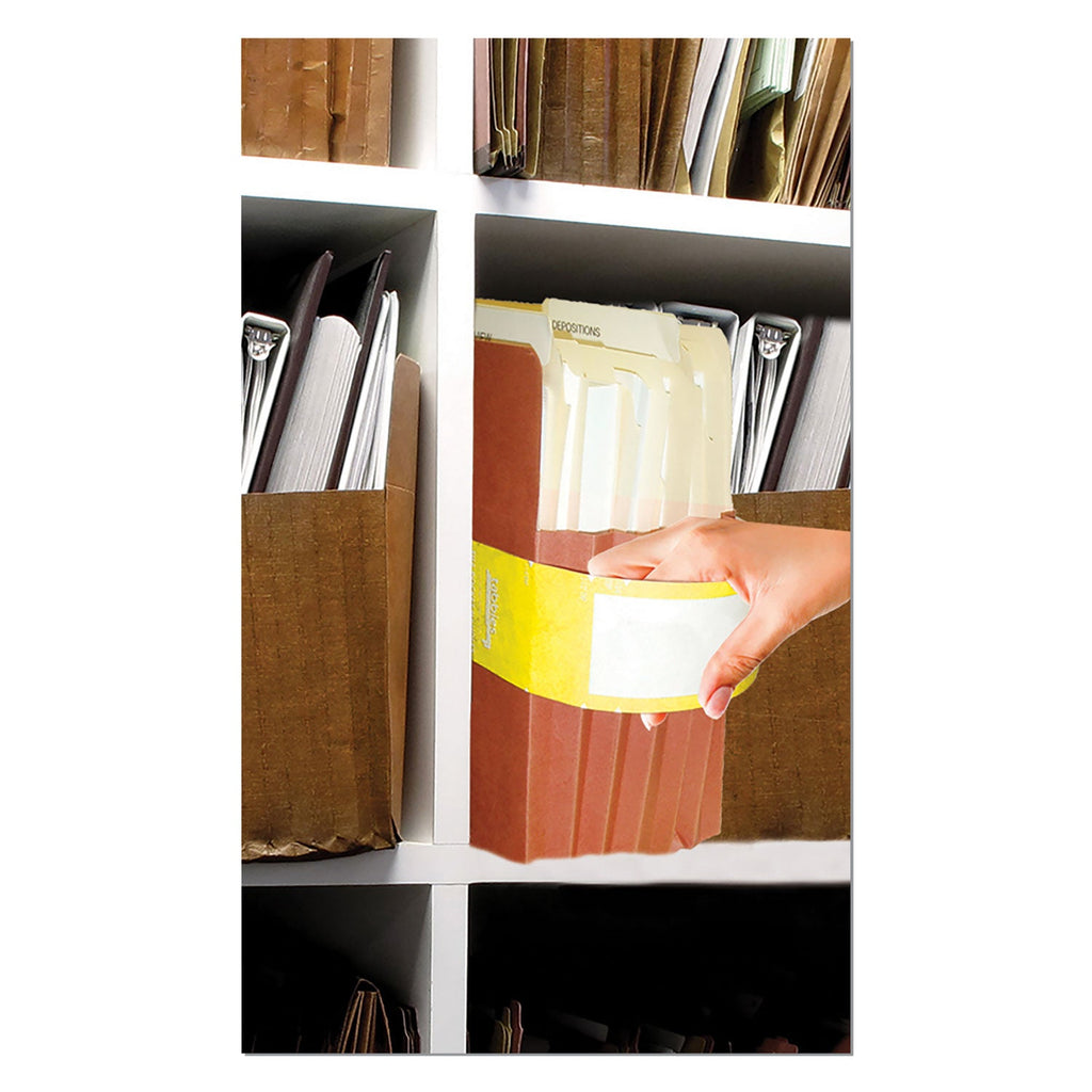 Tabbies File Pocket Handles, 9.63 x 2, Yellow/White, 4/Sheet, 12 Sheets/Pack