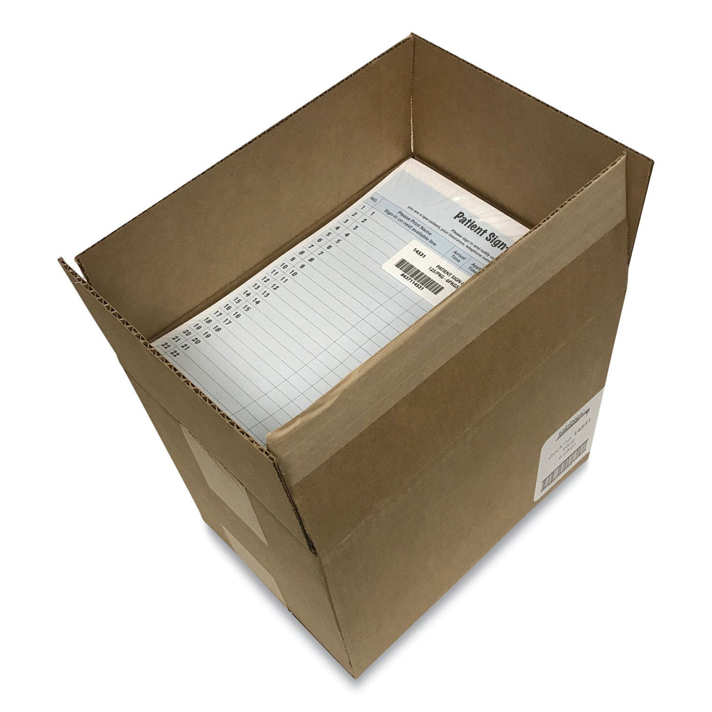 Tabbies Patient Sign-In Label Forms, Two-Part Carbon, 8.5 x 11.63, Blue, 1/Page, 125 Forms