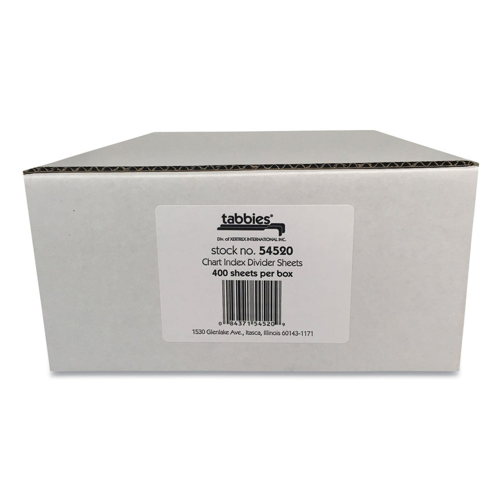 Tabbies Medical Chart Index Divider Sheets, Untabbed, 11 x 8.5, White, 400/Box