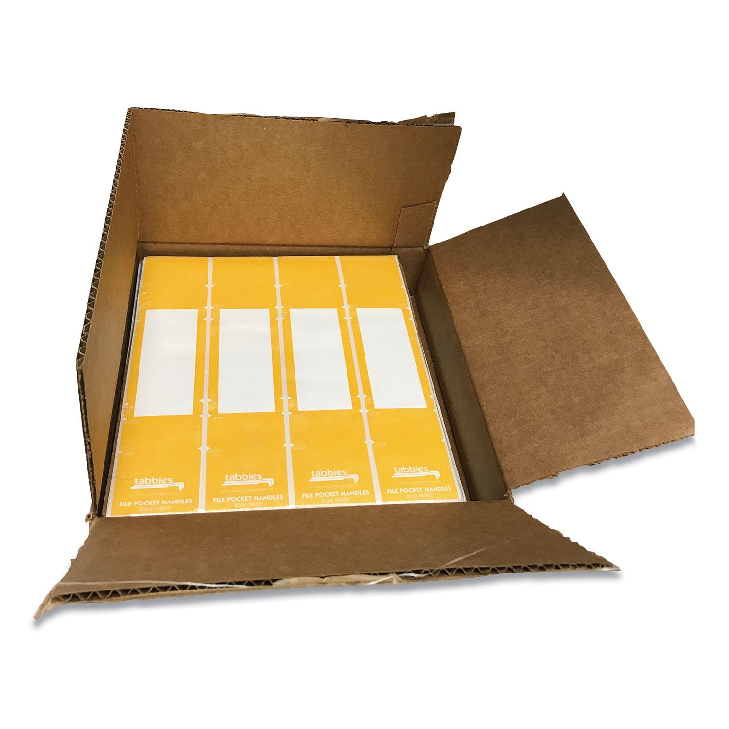 Tabbies File Pocket Handles, 9.63 x 2, Yellow/White, 4/Sheet, 12 Sheets/Pack