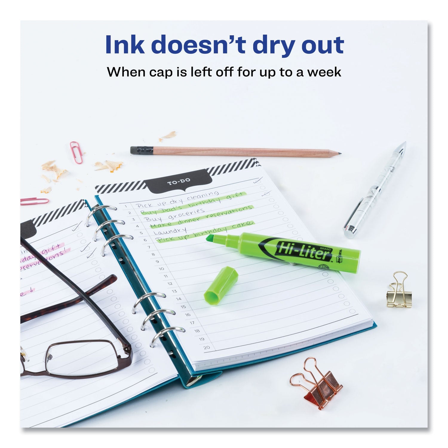 Avery HI-LITER Desk-Style Highlighters, Fluorescent Green Ink, Chisel Tip, Green/Black Barrel, Dozen