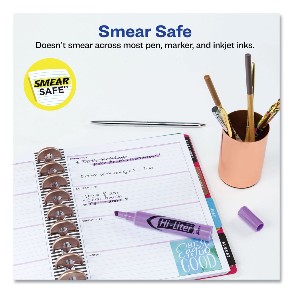 Avery HI-LITER Desk-Style Highlighters, Fluorescent Purple Ink, Chisel Tip, Purple/Black Barrel, Dozen