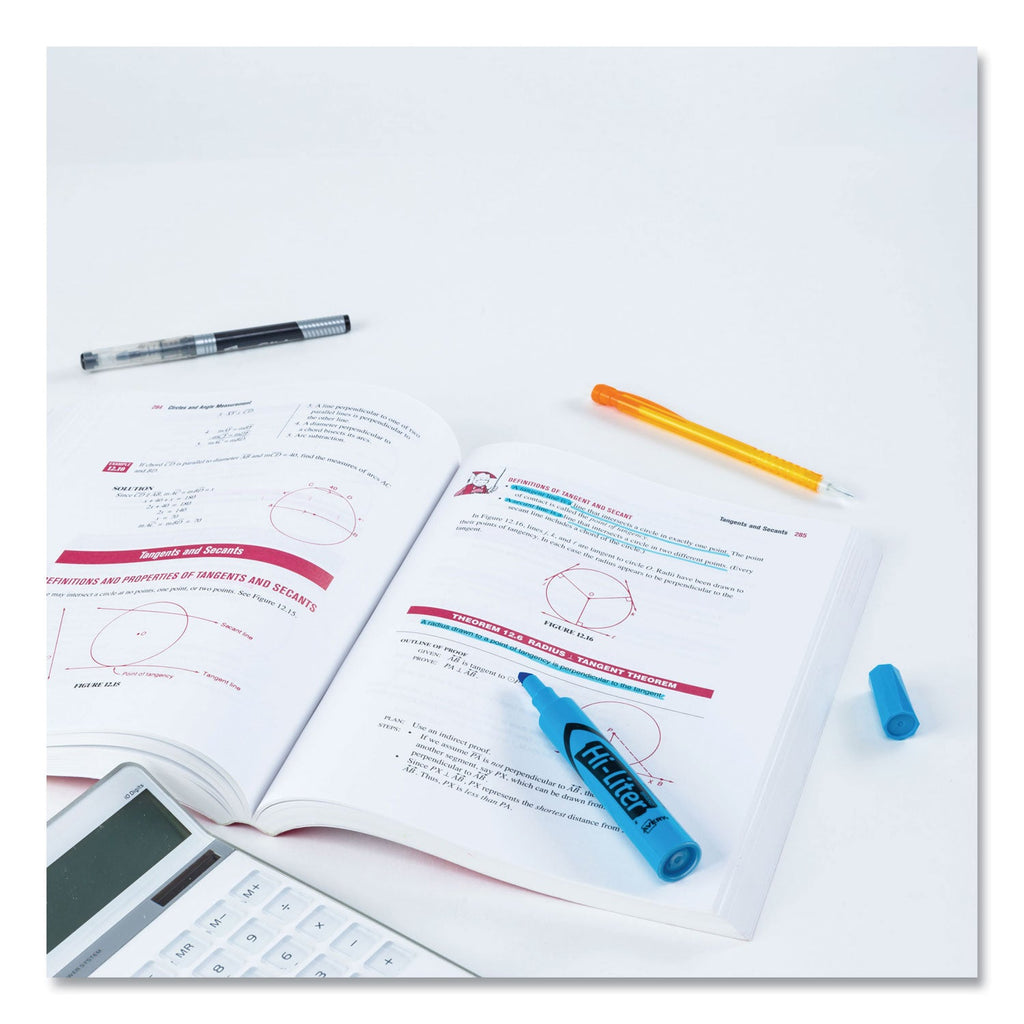 Avery HI-LITER Desk-Style Highlighters, Fluorescent Blue Ink, Chisel Tip, Blue/Black Barrel, Dozen