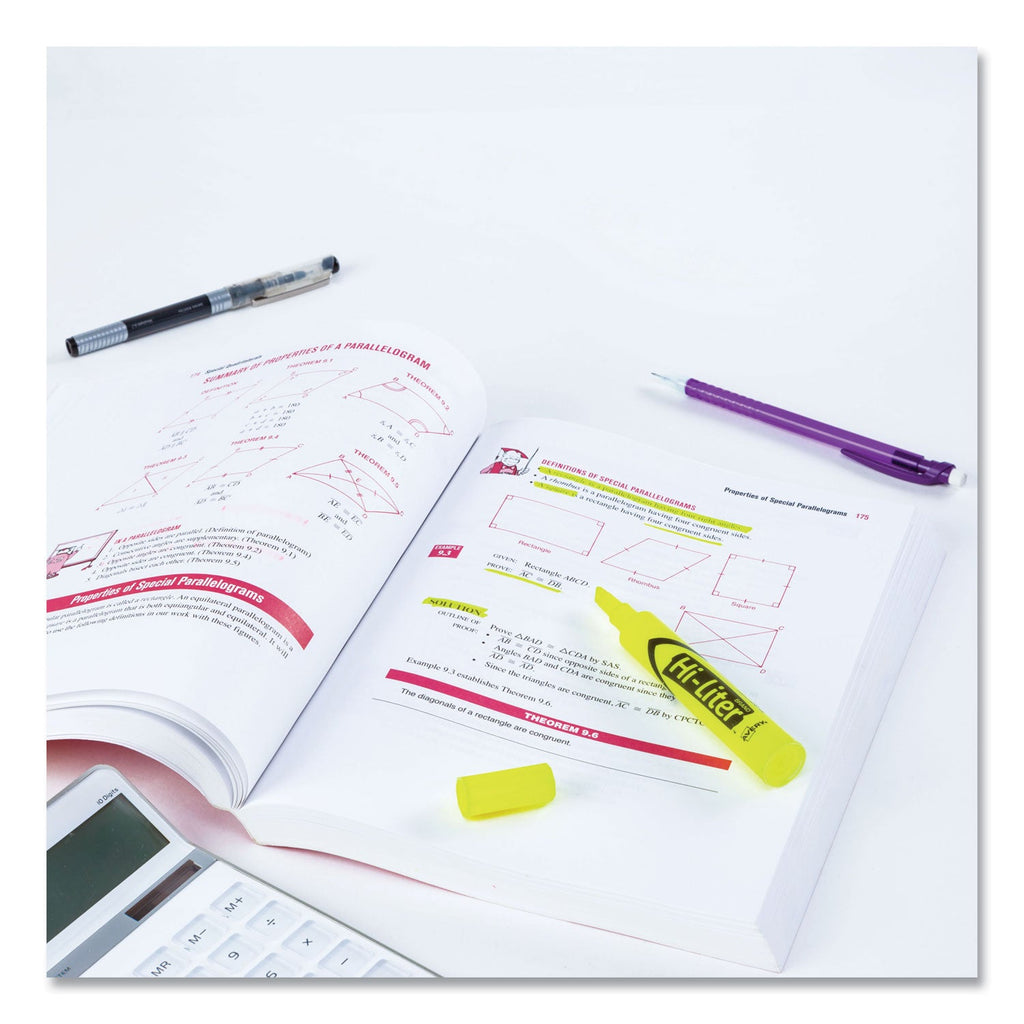 Avery HI-LITER Desk-Style Highlighters, Fluorescent Yellow Ink, Chisel Tip, Yellow/Black Barrel, Dozen