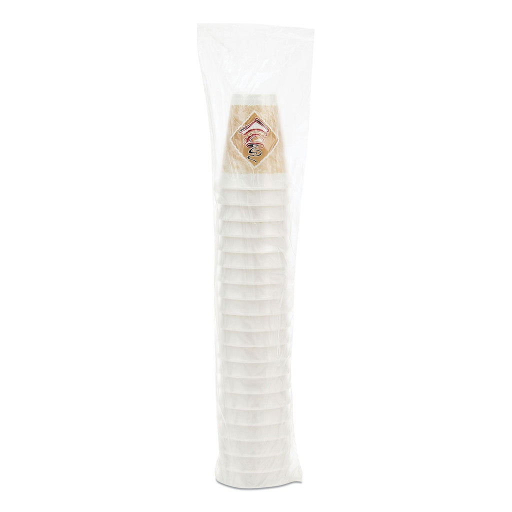 Dart Cafe G Hot/Cold Cups, Foam, 12 oz, White with Brown/Red/White, 20/Bag, 50 Bags/Carton