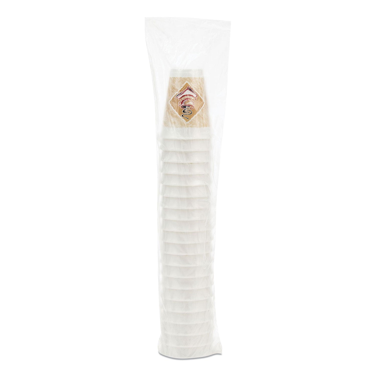 Dart Cafe G Hot/Cold Cups, Foam, 12 oz, White with Brown/Red/White, 20/Bag, 50 Bags/Carton
