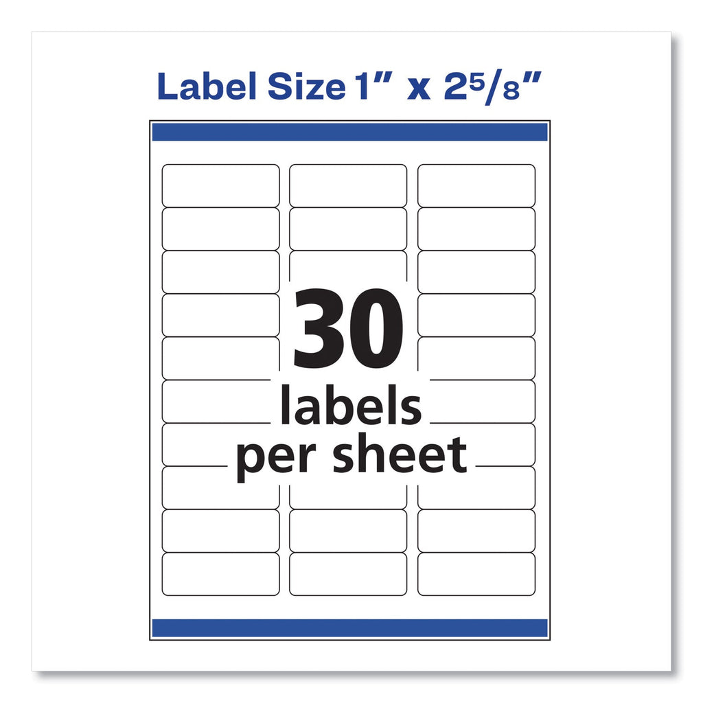 Avery Easy Peel White Address Labels w/ Sure Feed Technology, Laser Printers, 1 x 2.63, White, 30/Sheet, 500 Sheets/Box