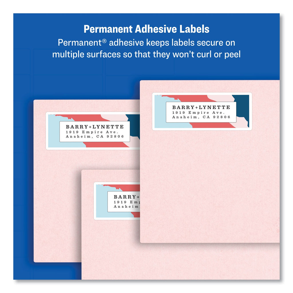 Avery Easy Peel White Address Labels w/ Sure Feed Technology, Laser Printers, 1 x 2.63, White, 30/Sheet, 100 Sheets/Box