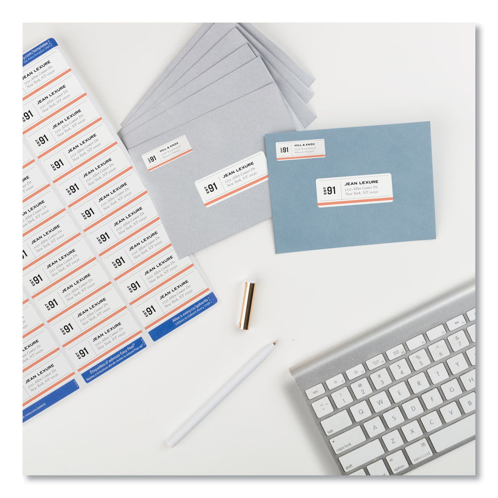 Avery Easy Peel White Address Labels w/ Sure Feed Technology, Laser Printers, 1 x 2.63, White, 30/Sheet, 100 Sheets/Box