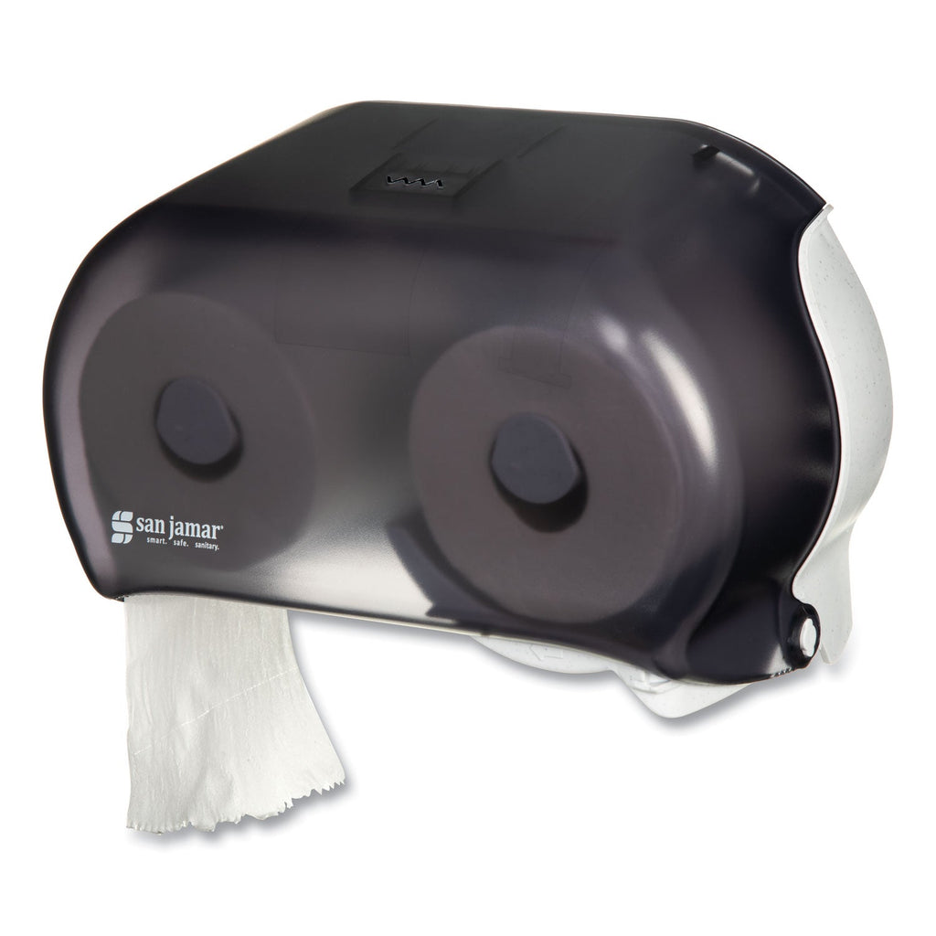 San Jamar VersaTwin Tissue Dispenser, Classic, 8 x 5.75 x 12.75, Transparent Black Pearl