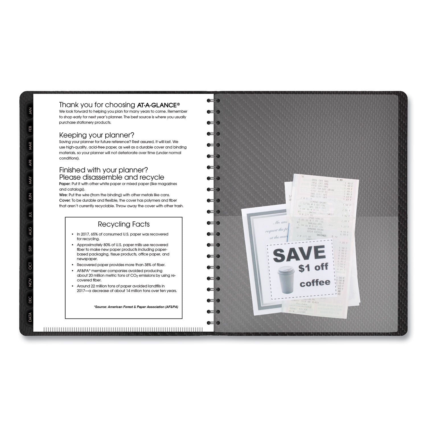 AT-A-GLANCE Contemporary Weekly/Monthly Planner, Vertical-Column Format, 11 x 8.25, Graphite Cover, 12-Month (Jan to Dec): 2023