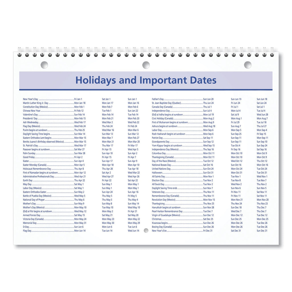 AT-A-GLANCE QuickNotes Desk/Wall Calendar, 3-Hole Punched, 11 x 8, White/Blue/Yellow Sheets, 12-Month (Jan to Dec): 2023