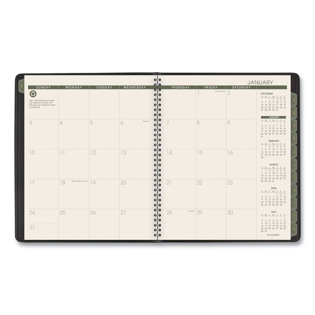 AT-A-GLANCE Recycled Monthly Planner, 11 x 9, Black Cover, 13-Month (Jan to Jan): 2023 to 2024