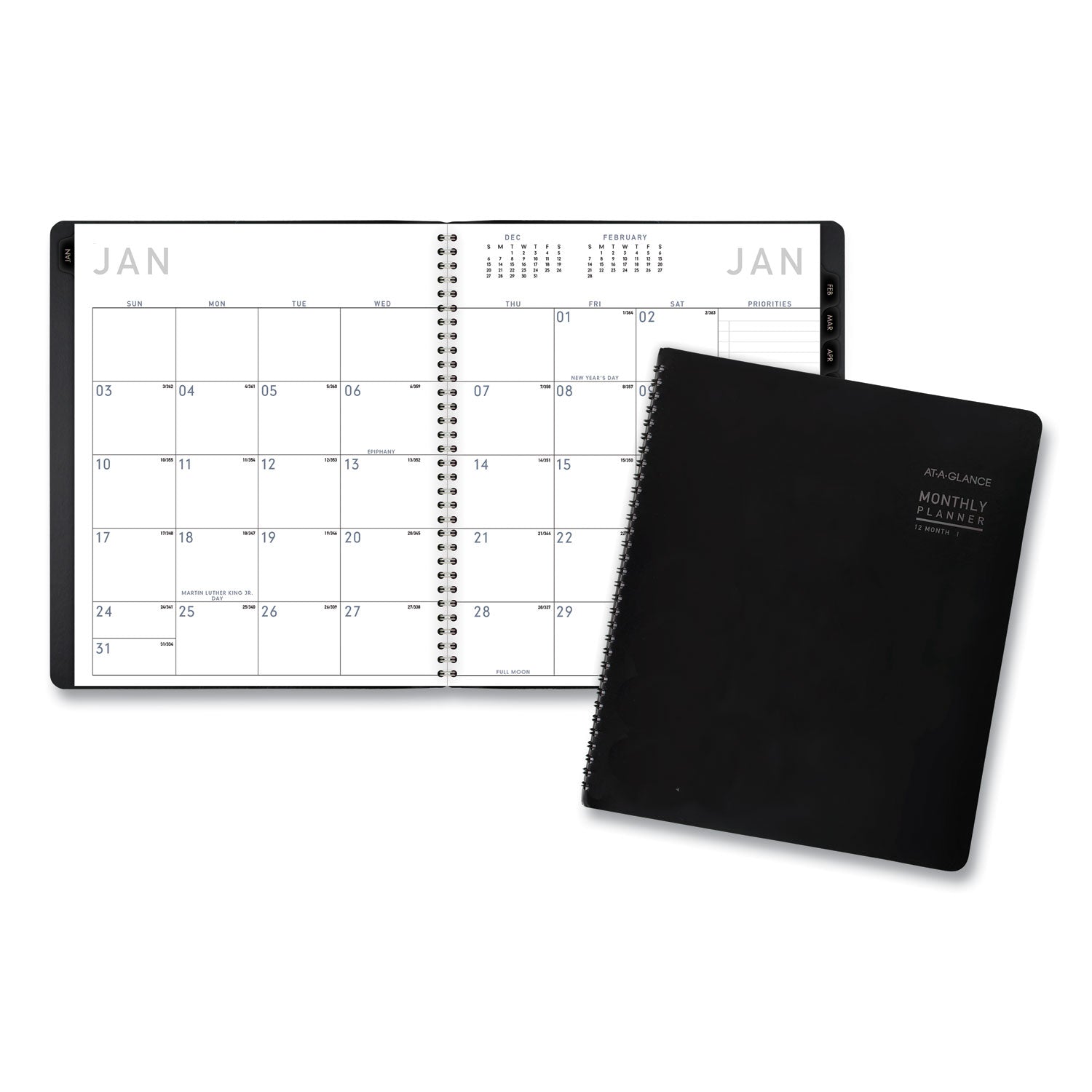 AT-A-GLANCE Contemporary Monthly Planner, Premium Paper, 11 x 9, Black Cover, 12-Month (Jan to Dec): 2023
