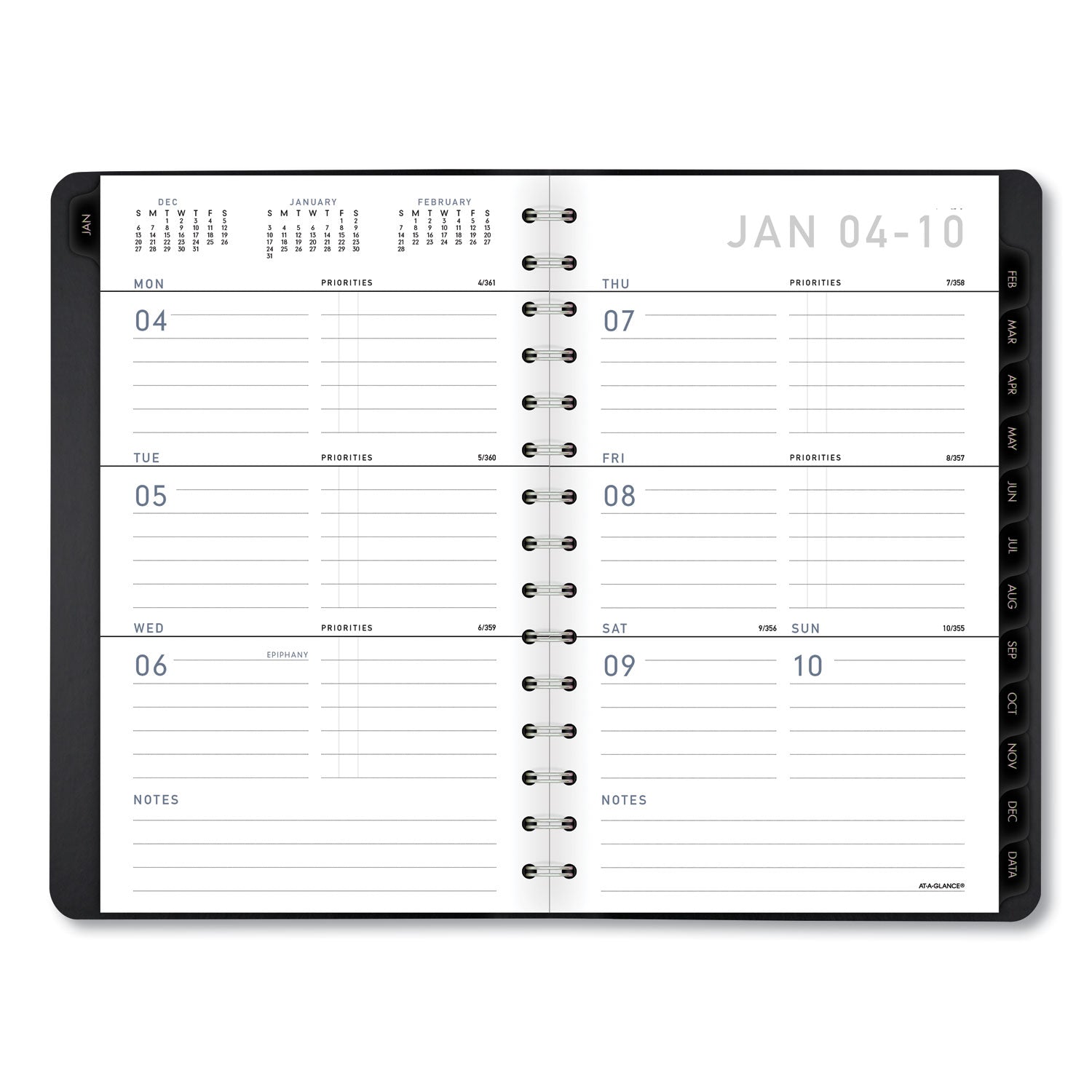 AT-A-GLANCE Contemporary Weekly/Monthly Planner, Open-Block Format, 8.5 x 5.5, Black Cover, 12-Month (Jan to Dec): 2022