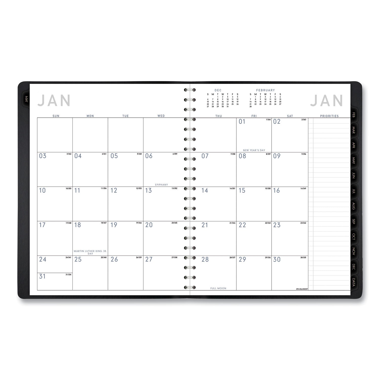 AT-A-GLANCE Contemporary Weekly/Monthly Planner, Vertical-Column Format, 11 x 8.25, Black Cover, 12-Month (Jan to Dec): 2023